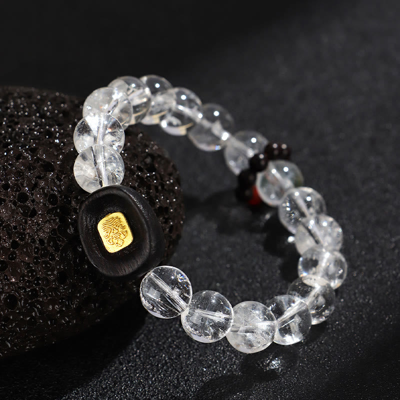Buddha Stonesホワイトクリスタル 黒檀 サクヤント ザシ ラモ ヒーリングブレスレット