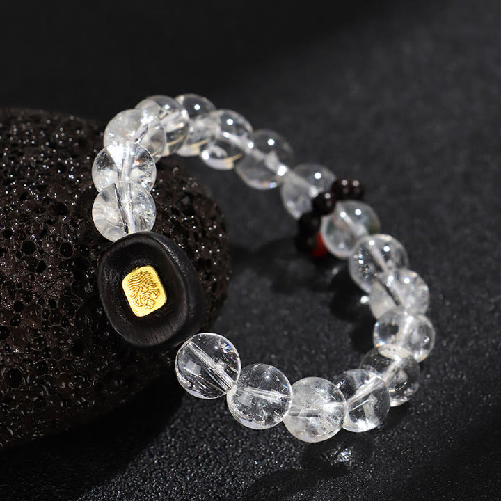 Buddha Stonesホワイトクリスタル 黒檀 サクヤント ザシ ラモ ヒーリングブレスレット