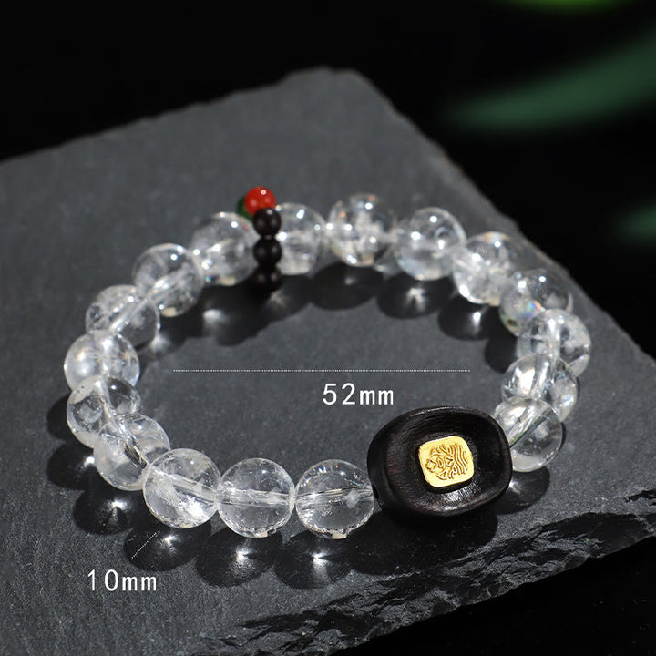 Buddha Stonesホワイトクリスタル 黒檀 サクヤント ザシ ラモ ヒーリングブレスレット