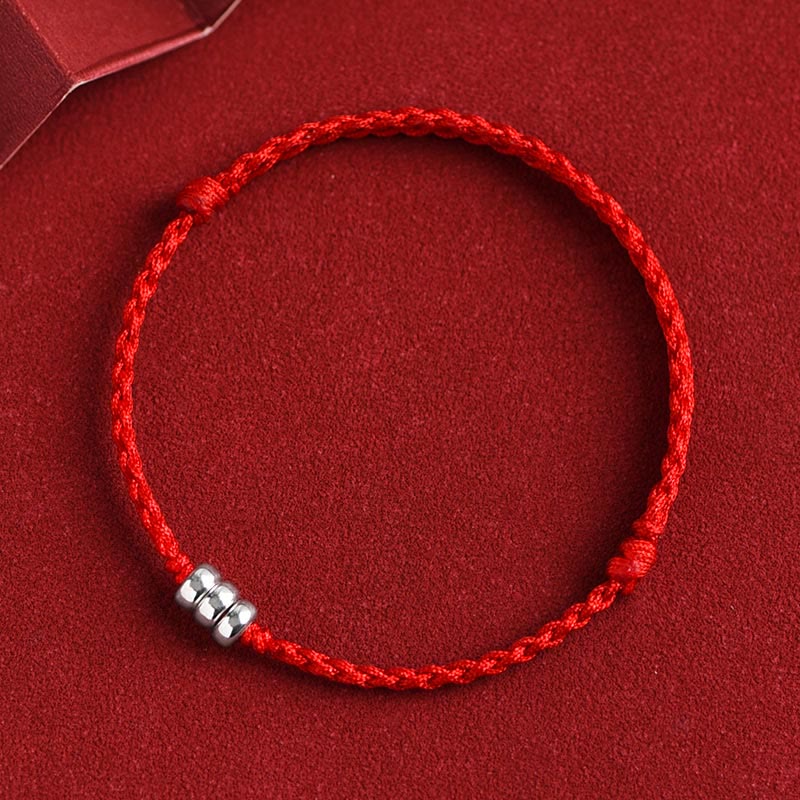 Buddha Stones925 スターリングシルバー ビーズ 守護 幸運 編み込み ブレスレット アンクレット