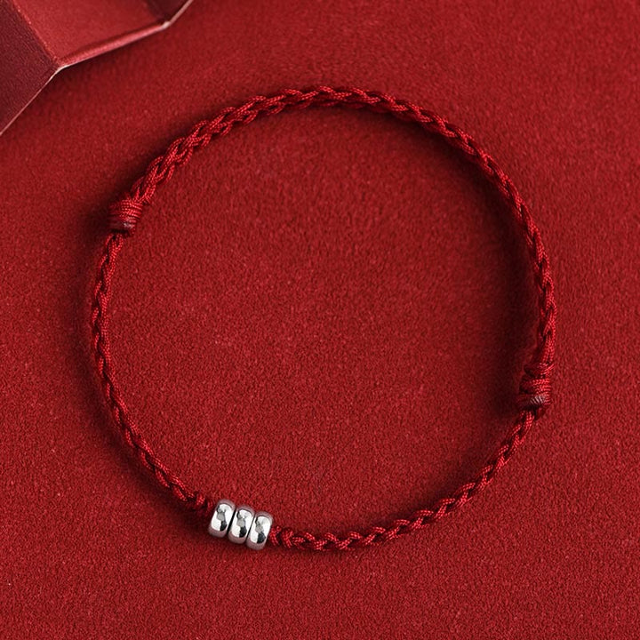 Buddha Stones925 スターリングシルバー ビーズ 守護 幸運 編み込み ブレスレット アンクレット