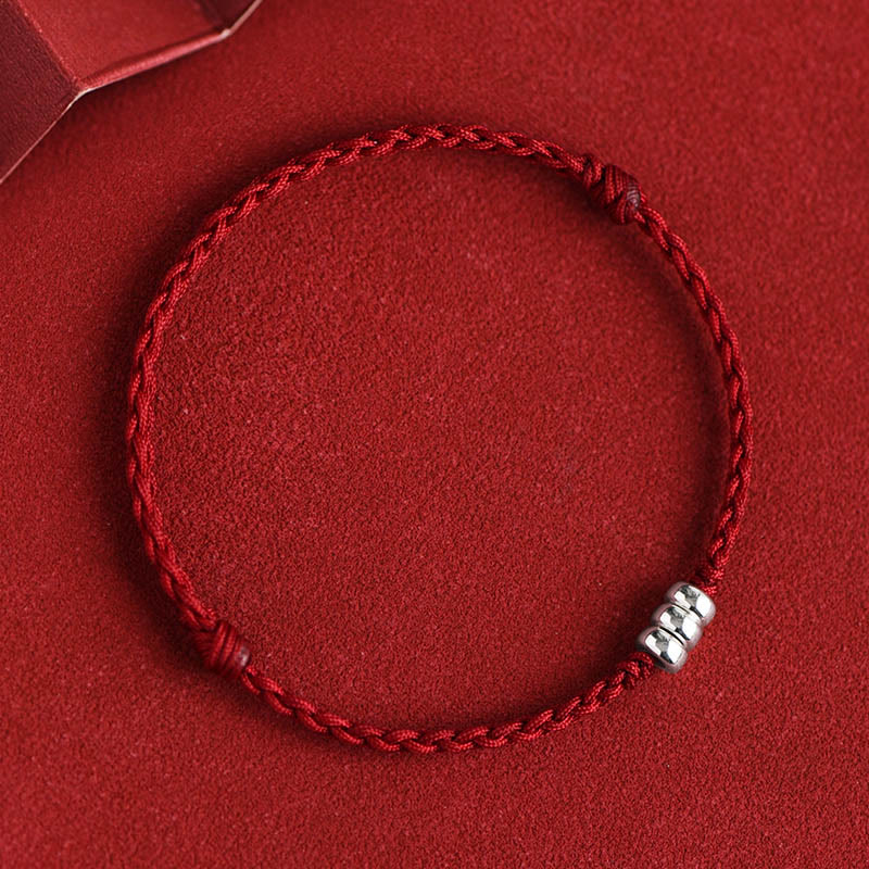 Buddha Stones925 スターリングシルバー ビーズ 守護 幸運 編み込み ブレスレット アンクレット