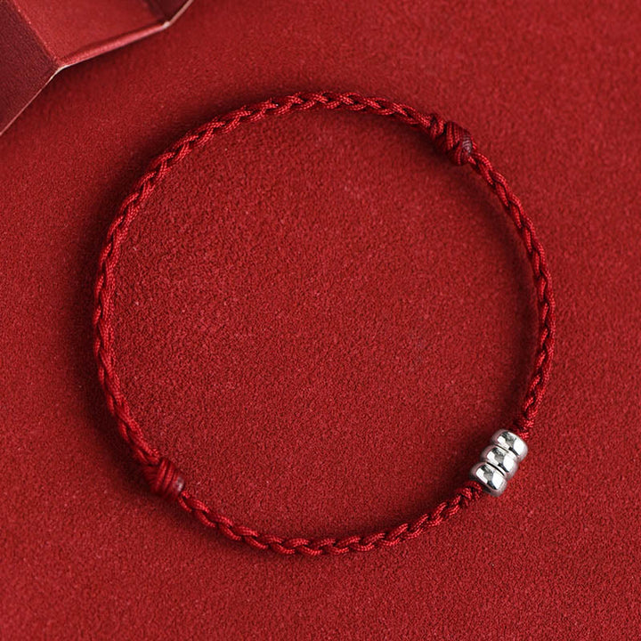 Buddha Stones925 スターリングシルバー ビーズ 守護 幸運 編み込み ブレスレット アンクレット