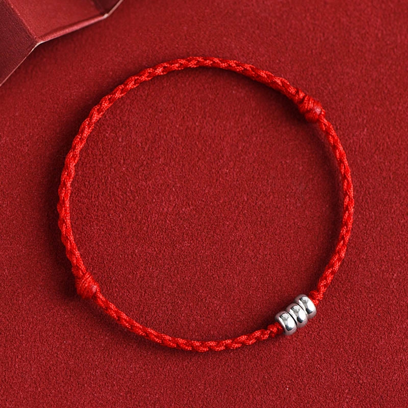 Buddha Stones925 スターリングシルバー ビーズ 守護 幸運 編み込み ブレスレット アンクレット