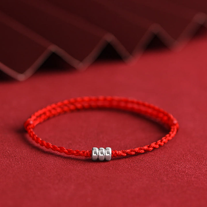 Buddha Stones925 スターリングシルバー ビーズ 守護 幸運 編み込み ブレスレット アンクレット