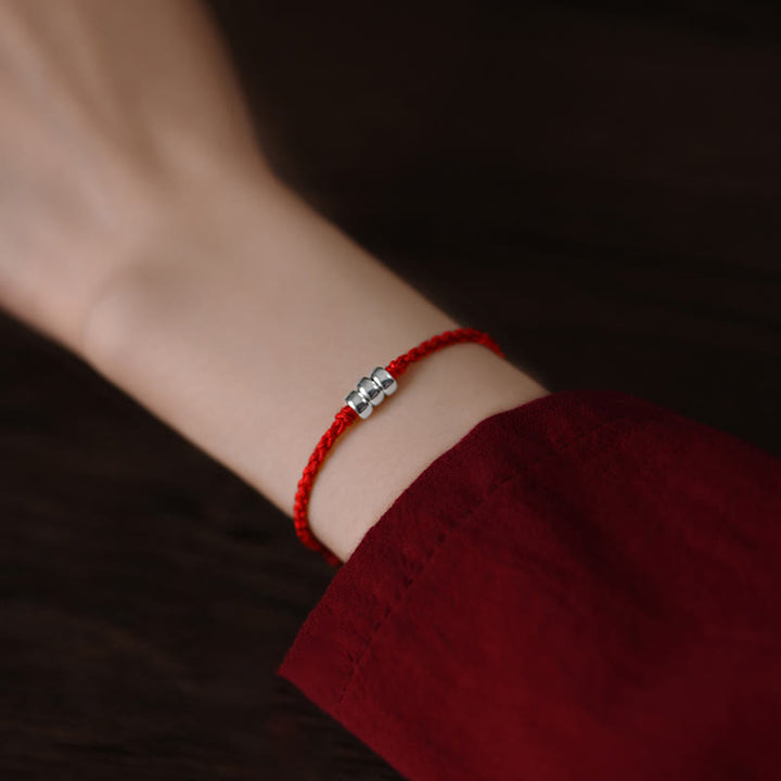Buddha Stones925 スターリングシルバー ビーズ 守護 幸運 編み込み ブレスレット アンクレット