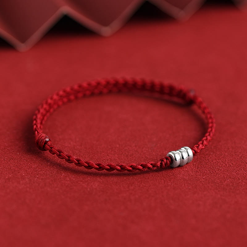 Buddha Stones925 スターリングシルバー ビーズ 守護 幸運 編み込み ブレスレット アンクレット