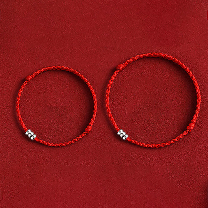 Buddha Stones925 スターリングシルバー ビーズ 守護 幸運 編み込み ブレスレット アンクレット