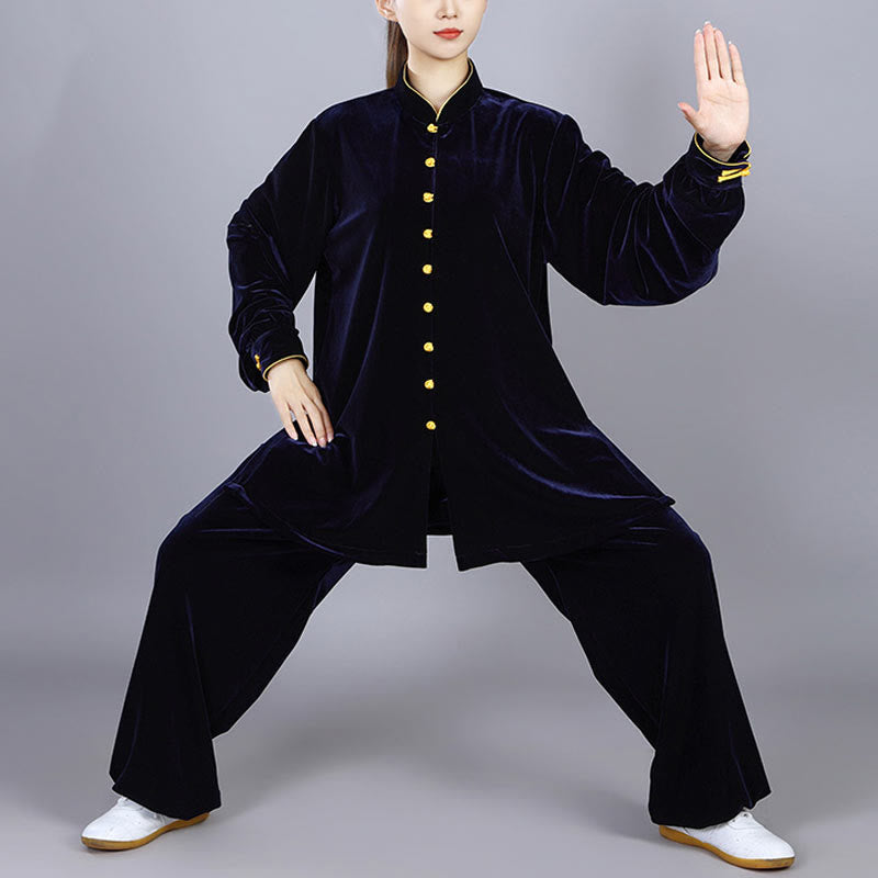 Buddha Stones2点セット 秋冬 太極拳 瞑想 気功 禅 練習 ユニセックス ベロア プラッシュ 服 セット - ミッドナイトブルー - 3XL- 米国/UK/AU/ EUのXLに適合 - image 13