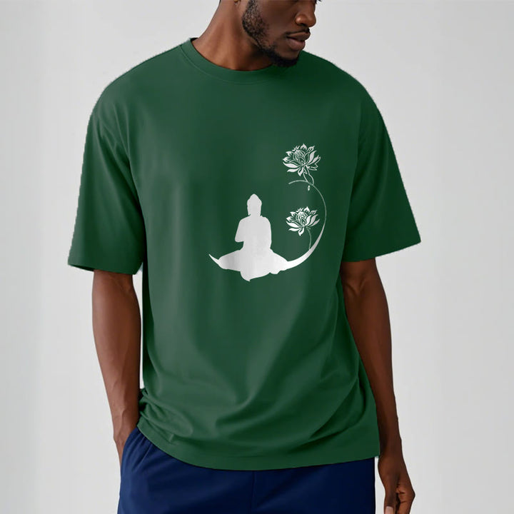 Buddha Stones蓮の花と共に座る仏陀の模様 Tシャツ - image 12