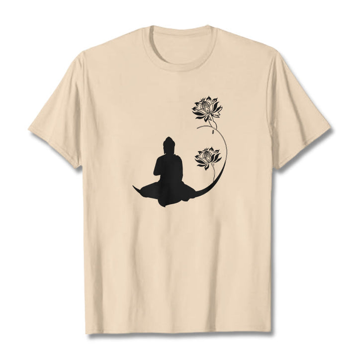 Buddha Stones蓮の花と共に座る仏陀の模様 Tシャツ - ビスク - 2XL - image 9