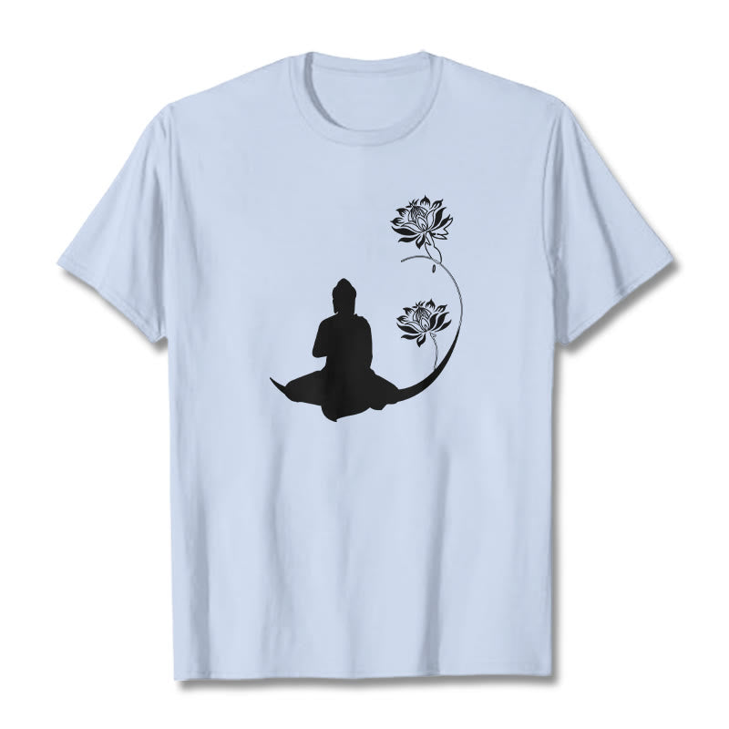 Buddha Stones蓮の花と共に座る仏陀の模様 Tシャツ - ライトシアン - 2XL - image 19