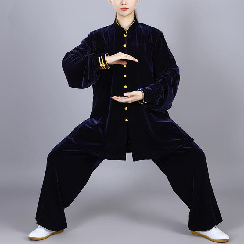 Buddha Stones2点セット 秋冬 太極拳 瞑想 気功 禅 練習 ユニセックス ベロア プラッシュ 服 セット - image 14