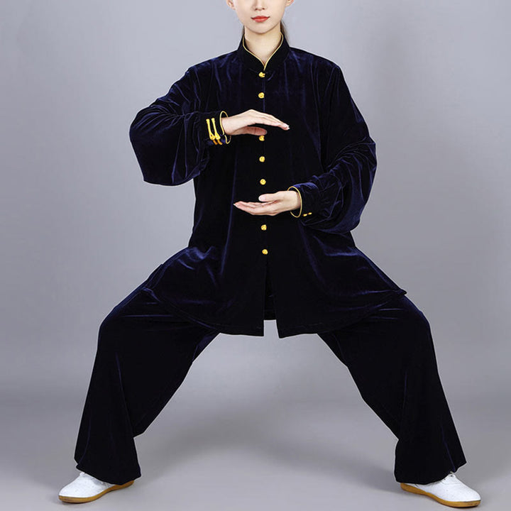 Buddha Stones2点セット 秋冬 太極拳 瞑想 気功 禅 練習 ユニセックス ベロア プラッシュ 服 セット - image 14