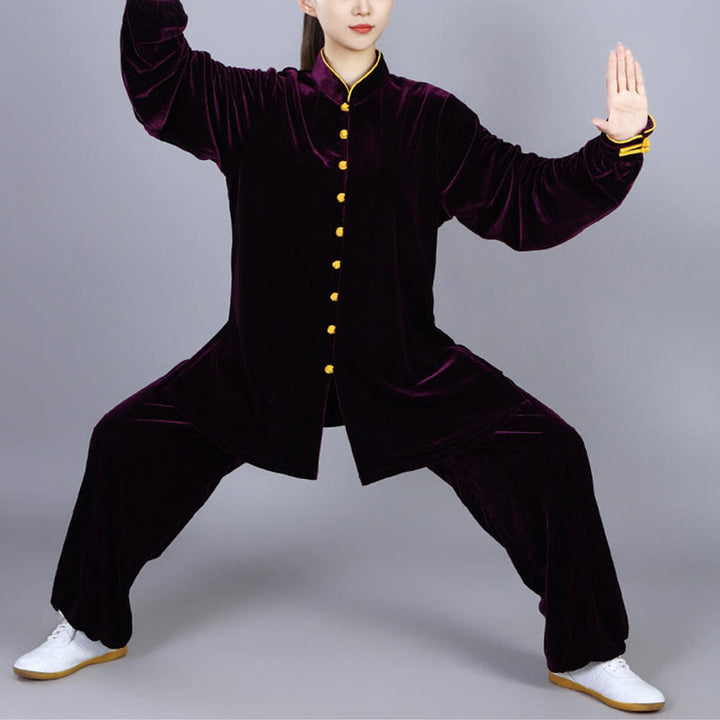 Buddha Stones2点セット 秋冬 太極拳 瞑想 気功 禅 練習 ユニセックス ベロア プラッシュ 服 セット - image 17