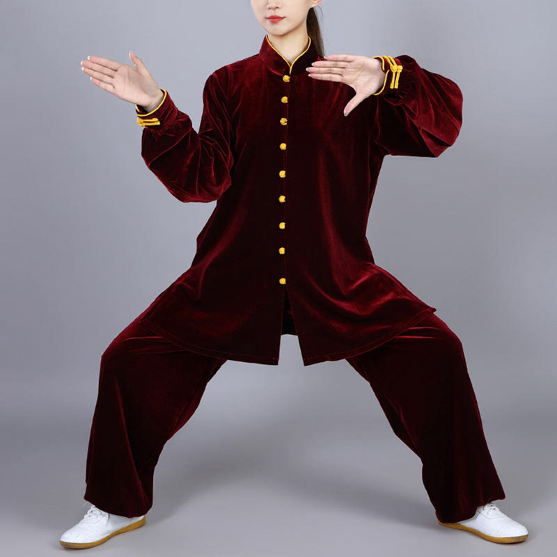 Buddha Stones2点セット 秋冬 太極拳 瞑想 気功 禅 練習 ユニセックス ベロア プラッシュ 服 セット - image 8