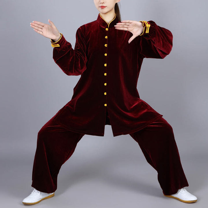 Buddha Stones2点セット 秋冬 太極拳 瞑想 気功 禅 練習 ユニセックス ベロア プラッシュ 服 セット - image 8