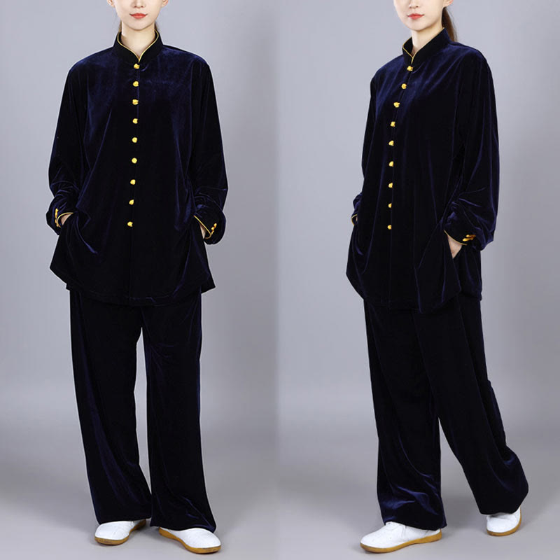 Buddha Stones2点セット 秋冬 太極拳 瞑想 気功 禅 練習 ユニセックス ベロア プラッシュ 服 セット - image 15