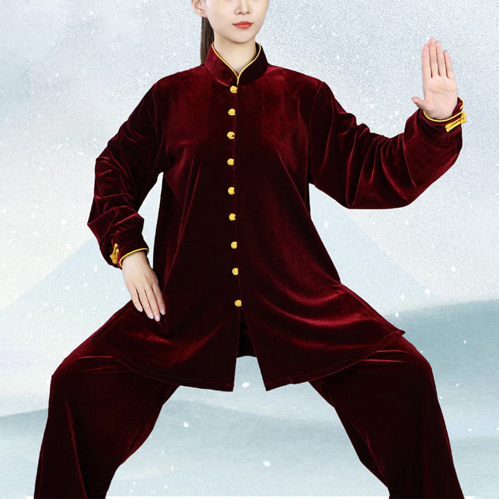 Buddha Stones2点セット 秋冬 太極拳 瞑想 気功 禅 練習 ユニセックス ベロア プラッシュ 服 セット - image 11