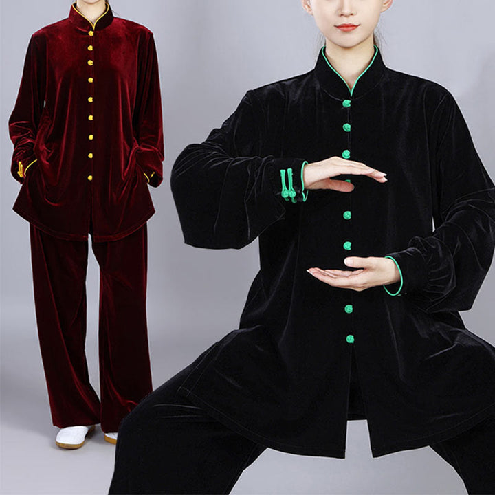 Buddha Stones2点セット 秋冬 太極拳 瞑想 気功 禅 練習 ユニセックス ベロア プラッシュ 服 セット - image 19