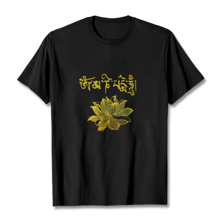 Buddha Stones黄金蓮 サンスクリットTシャツ - 黒 - 2XL - image 0