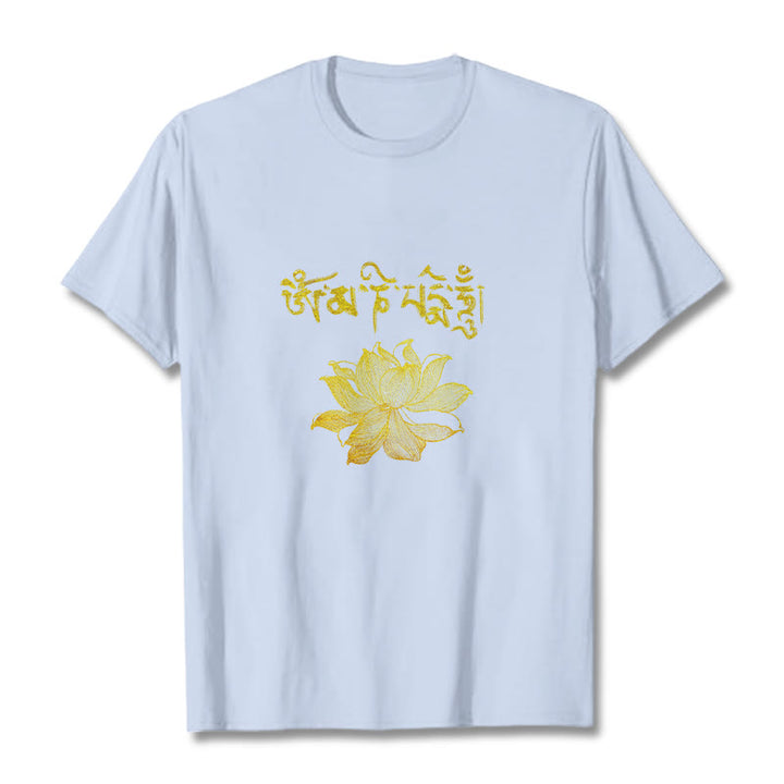 Buddha Stones黄金蓮 サンスクリットTシャツ - ライトシアン - 2XL - image 10