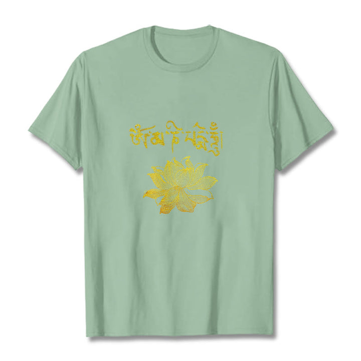Buddha Stones黄金蓮 サンスクリットTシャツ - 淡い緑色 - 2XL - image 13