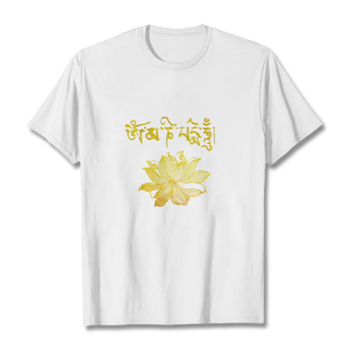Buddha Stones黄金蓮 サンスクリットTシャツ - 白 - 2XL - image 5