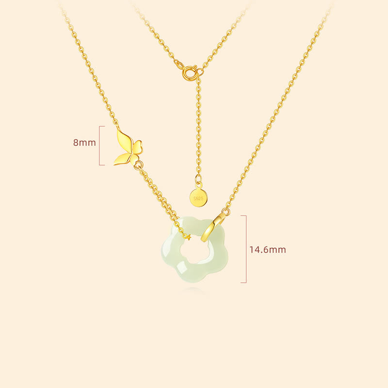 Buddha Stones925 スターリングシルバー バタフライ 和田翡翠 フラワー 祝福ネックレス ペンダント - image 4