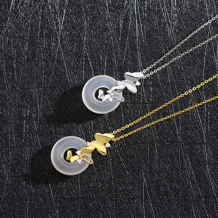 Buddha Stones925スターリングシルバー バタフライカルセドニー平和のお守りチャーム祝福 幸運 ネックレス ペンダント - image 9