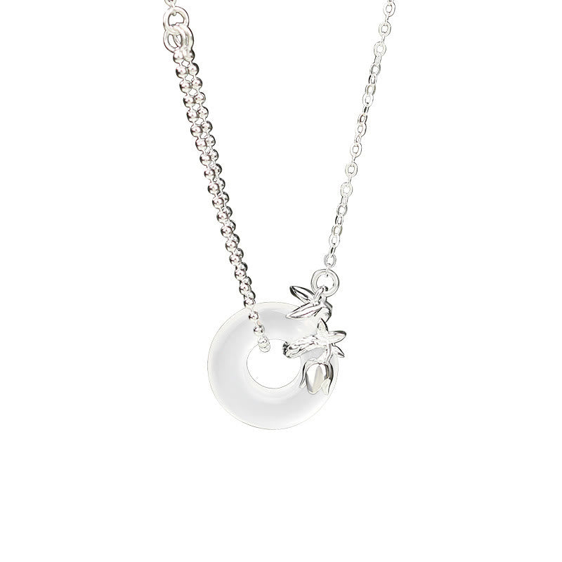 Buddha Stones925スターリングシルバー チューリップカルセドニー ピースバックル フォーチュンネックレスペンダント