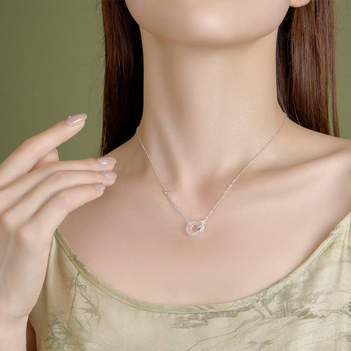 Buddha Stones925スターリングシルバー チューリップカルセドニー ピースバックル フォーチュンネックレスペンダント