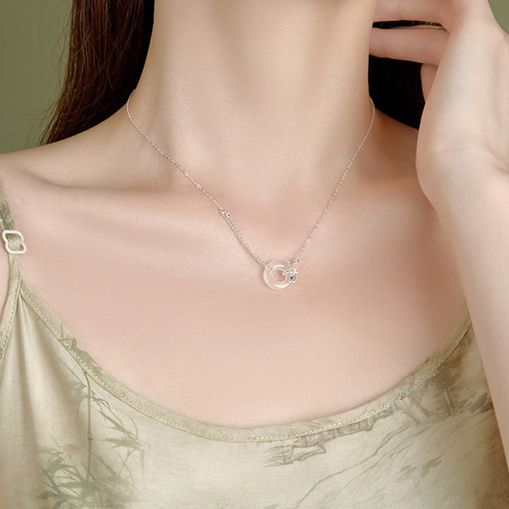 Buddha Stones925スターリングシルバー チューリップカルセドニー ピースバックル フォーチュンネックレスペンダント