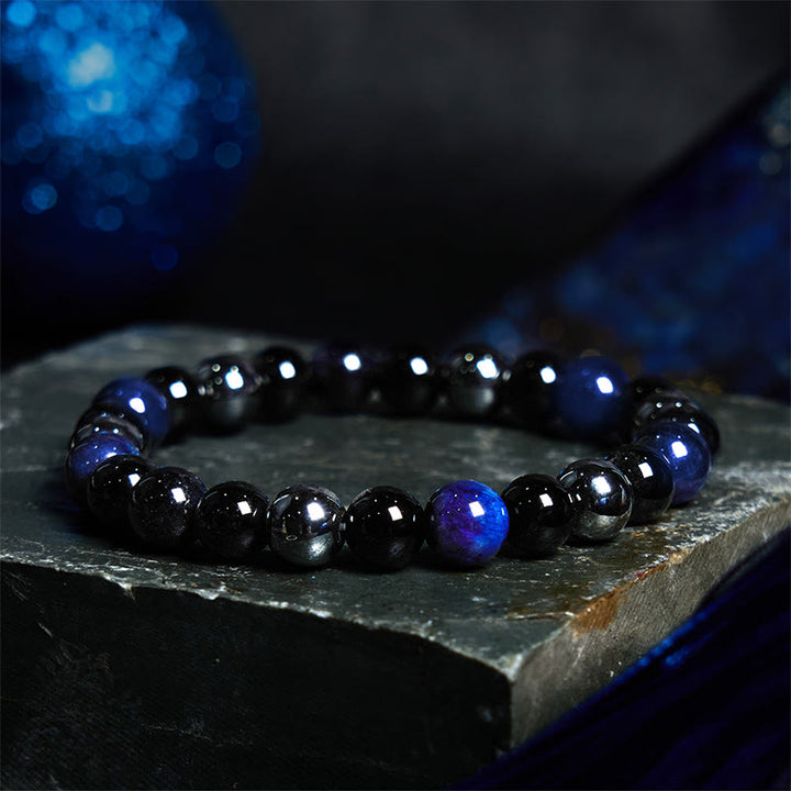 Buddha Stones天然タイガーアイオブシディアンヘマタイトポジティブパワフルブレスレット