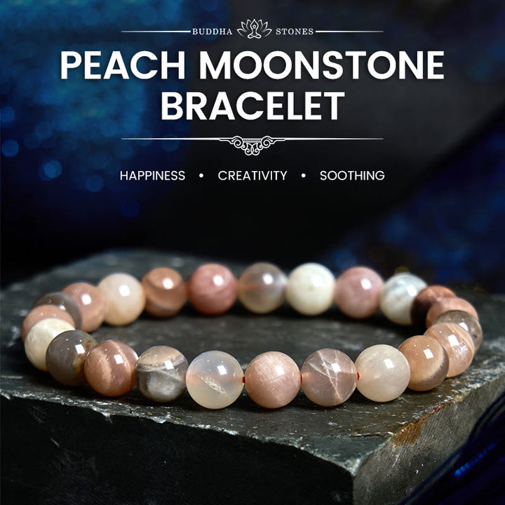 Buddha Stonesピーチムーンストーン ヒーリングブレスレット
