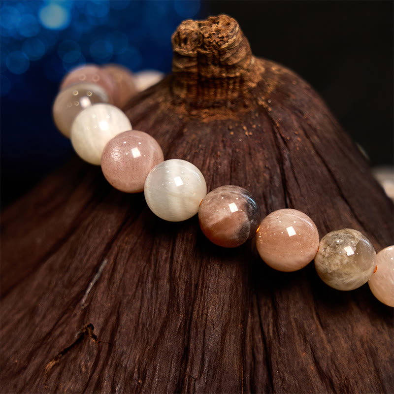 Buddha Stonesピーチムーンストーン ヒーリングブレスレット