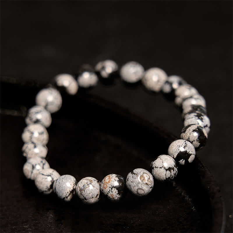 Buddha Stonesスノーフレークオブシディアン バランスブレスレット