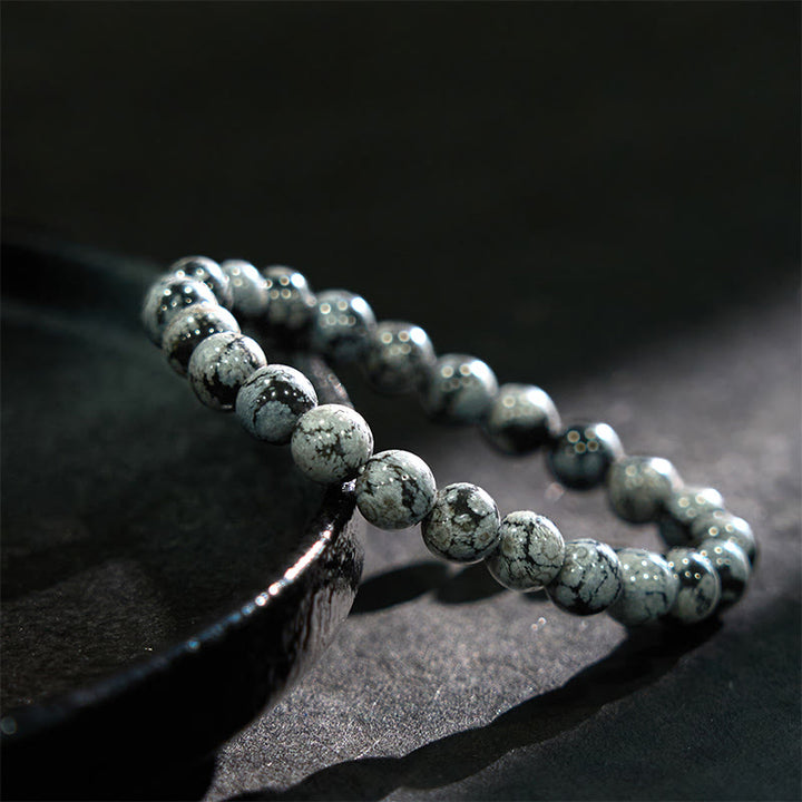 Buddha Stonesスノーフレークオブシディアン バランスブレスレット