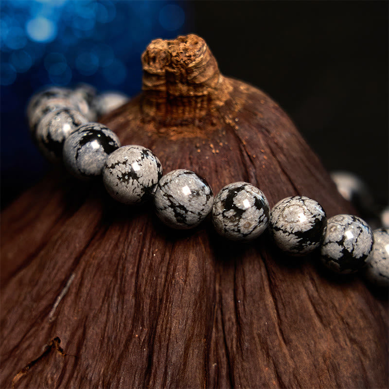 Buddha Stonesスノーフレークオブシディアン バランスブレスレット