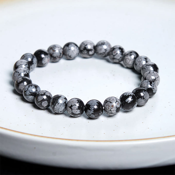 Buddha Stonesスノーフレークオブシディアン バランスブレスレット