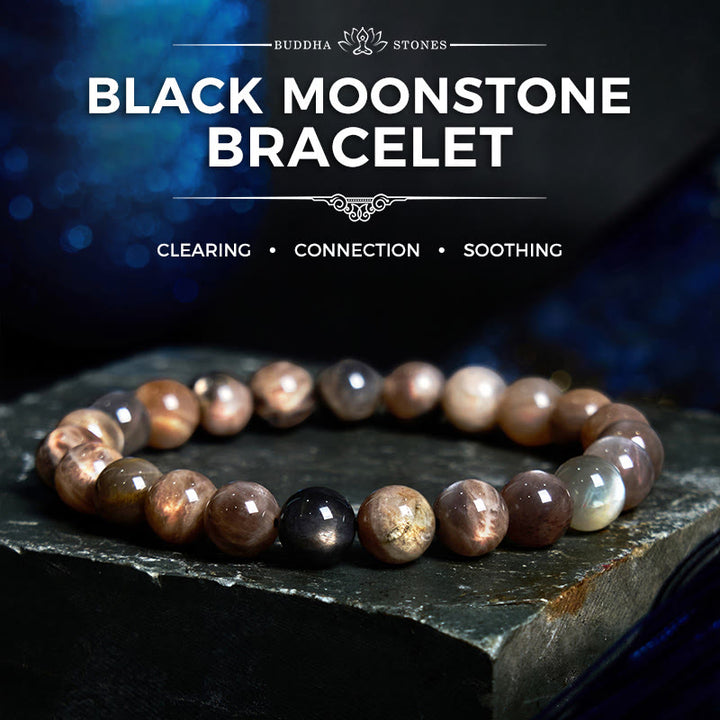Buddha Stonesブラックムーンストーン スージングブレスレット