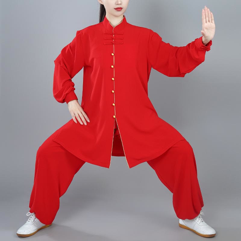 Buddha Stones 2点セット 秋冬 無地 カエルボタン 太極拳 瞑想 気功 禅 練習 ユニセックス コットン 服 セット