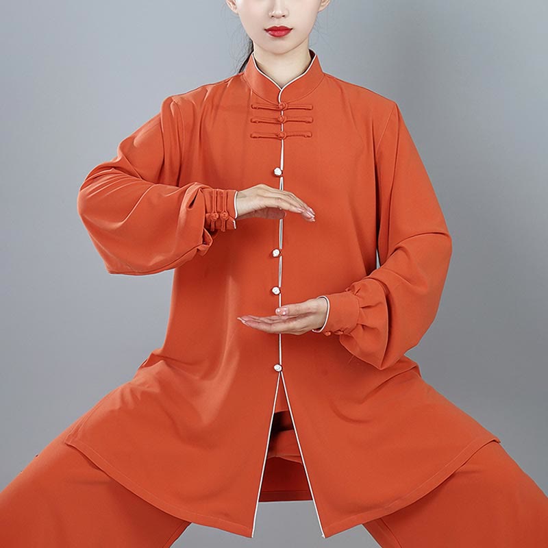 Buddha Stones 2点セット 秋冬 無地 カエルボタン 太極拳 瞑想 気功 禅 練習 ユニセックス コットン 服 セット