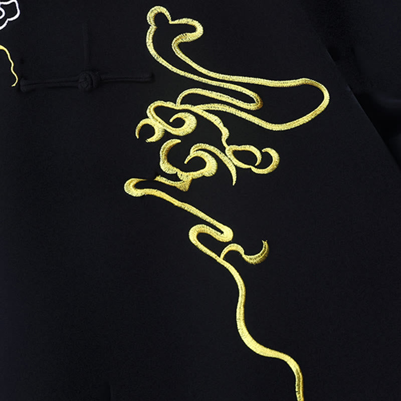 Buddha Stones2点セット 秋 刺繍 龍 カエルボタン 太極拳 瞑想 気功 禅 練習 ユニセックス コットン 服 セット - image 5