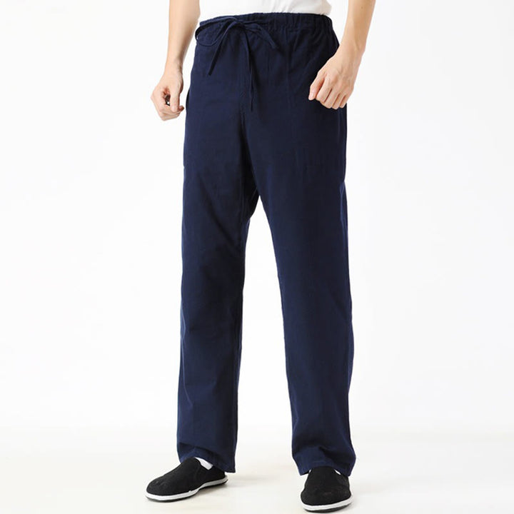 Buddha Stones秋冬 無地 メンズ ドローストリングパンツ ポケット付き - スティールブルー - US/UK/AU44、 EU54 (4XL) - image 0