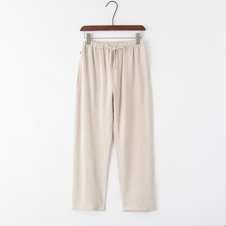 Buddha Stones春夏 無地 メンズ ドローストリング リネン パンツ ポケット付き - リネン - US/UK/AU44、 EU54 (4XL) - image 6