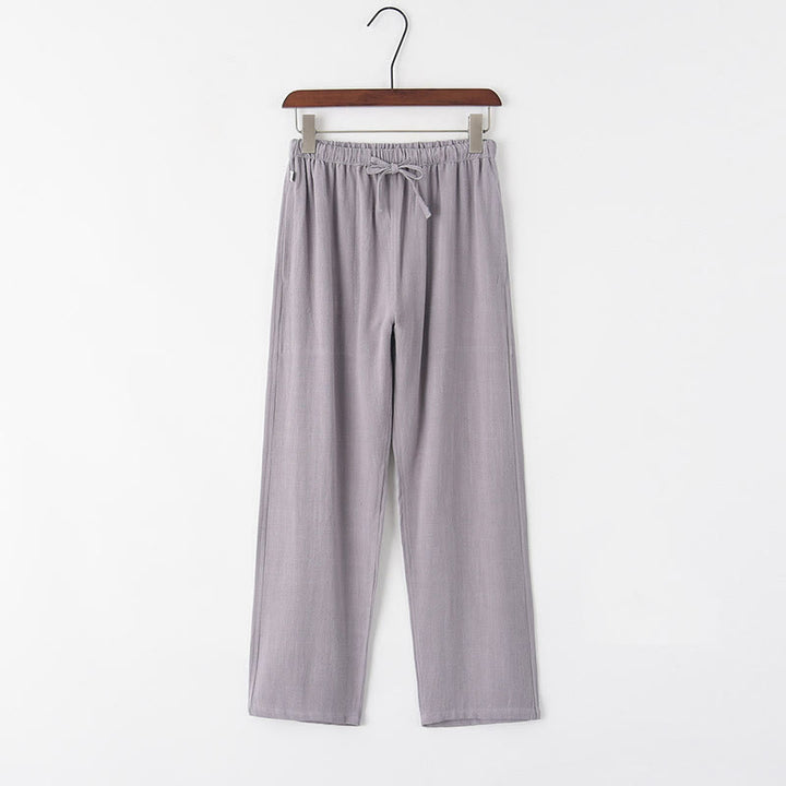 Buddha Stones春夏 無地 メンズ ドローストリング リネン パンツ ポケット付き - ライトグレー - US/UK/AU44、 EU54 (4XL) - image 2