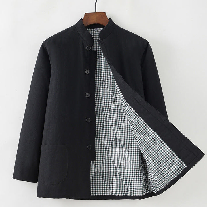 Buddha Stones冬用 メンズ フロッグボタン タンスーツ リネンコットン フリース裏地 ジャケット シャツ ポケット付き - 黒 - ボタンダウン - US/UK/AU44、 EU54 (4XL) - image 12