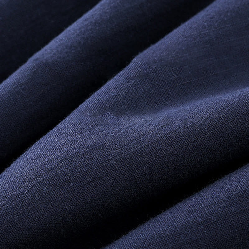 Buddha Stones冬用 メンズ フロッグボタン タンスーツ リネンコットン フリース裏地 ジャケット シャツ ポケット付き - image 2