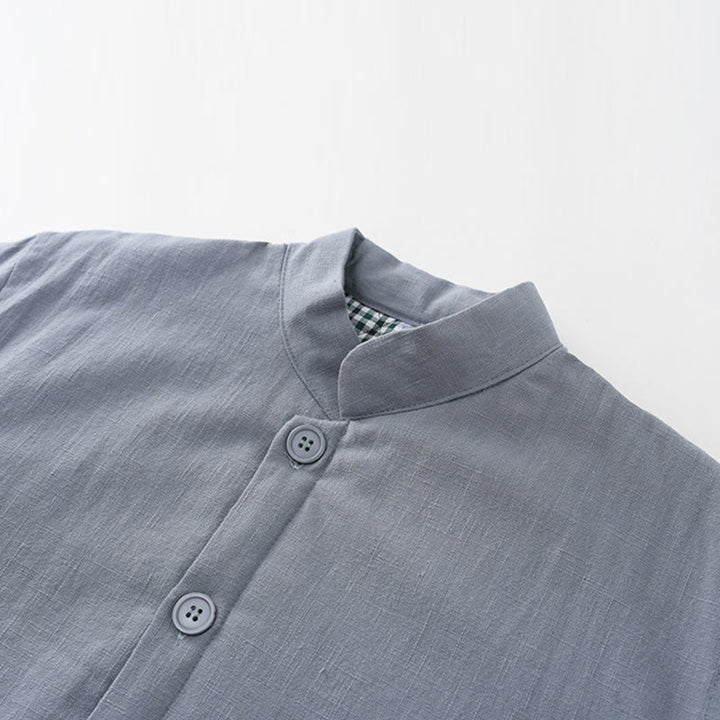 Buddha Stones冬用 メンズ フロッグボタン タンスーツ リネンコットン フリース裏地 ジャケット シャツ ポケット付き - image 4